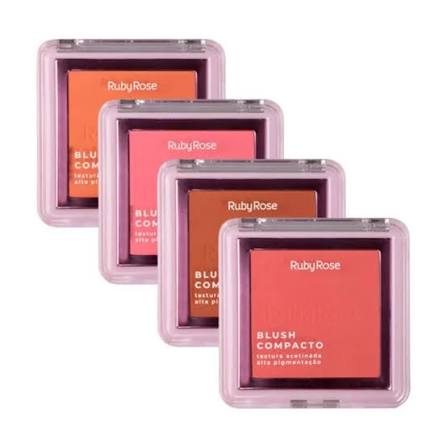 Blush Compacto Ruby Rose Efeito Natural e Duradouro
